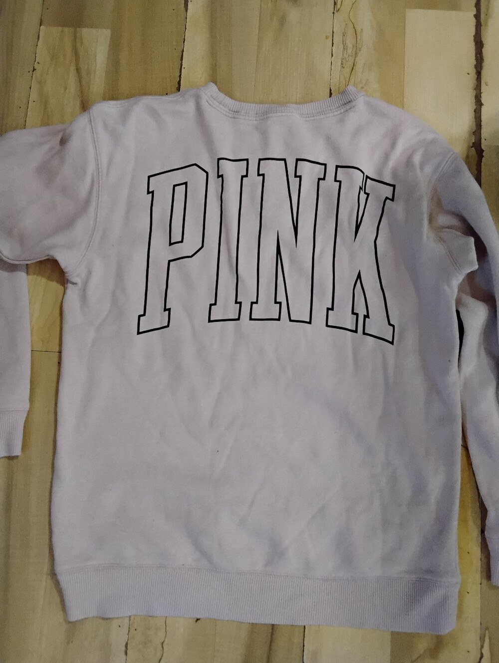 PINK Light Pink Pullover with Black Mesh V-Neck